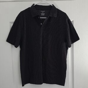 Van Heusen Textured Black Polo Shirt